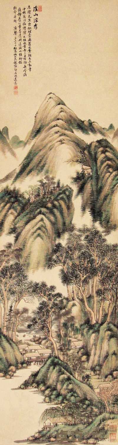 尹同愈 辛未（1931年）作 山水 立轴 145×40cm